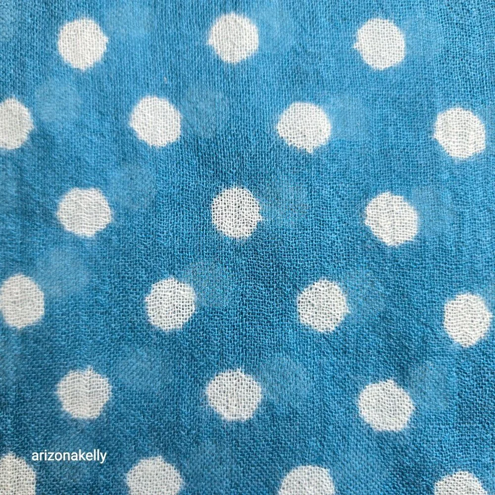 Wool/Silk Lightweight Polka Dot Scarf Blue - Picture 9 of 10